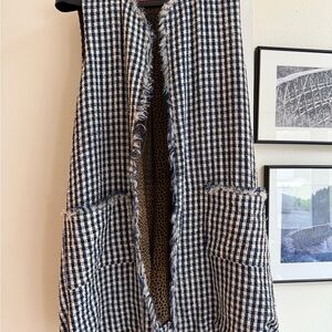 BURU x Val Blue and ivory checkered tweed vest L/XL